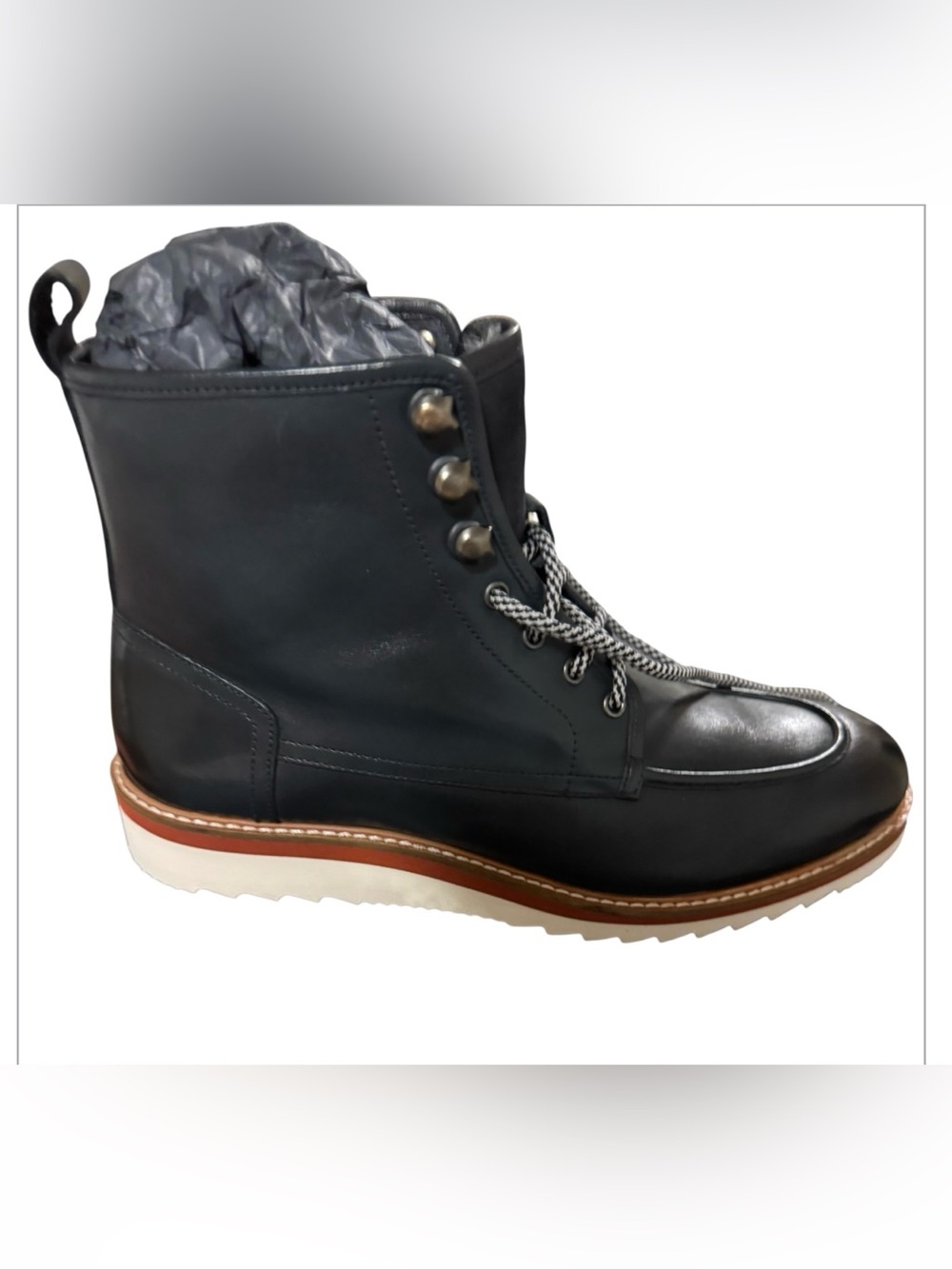 Men's Black Leather Lace-Up Work Boots